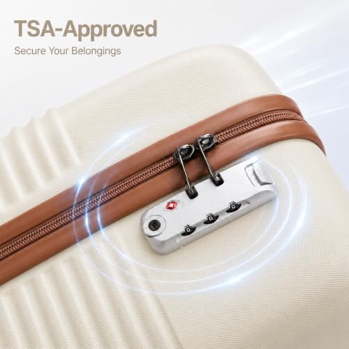 Carry On Luggage 22x14x9 Airline Approved Suitcase with Wheels (White / 3 Piece Sets (20/BP/TB))