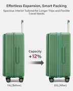 Expandable Medium Checked Luggage (Forest Green / 24 Inch EXT)