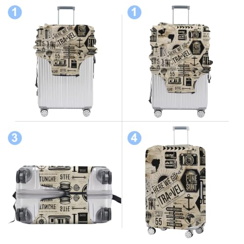 Luggage Cover Washable Suitcase Protector Anti (Travel Collage / XL(fits 32-34Inch suitcase))
