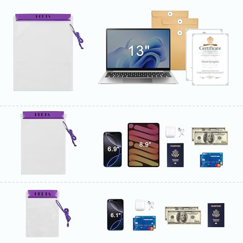 5 Pack Clear Waterproof Dry Bag Pouch (Purple)