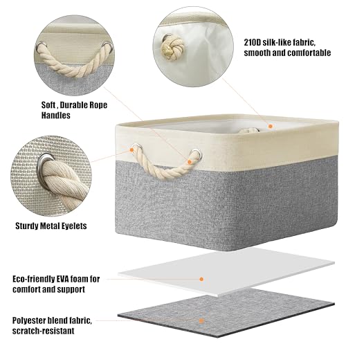 15.7" x 12" Wide & Low Fabric Storage Bin (Grey / Wide & Low - 15.75" x 12" x 8.25")