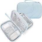 Tech Pouch Lightweight Electronics Organizer Travel Case (Wavy Pattern-Light Blue / XL)