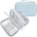 Tech Pouch Lightweight Electronics Organizer Travel Case (Wavy Pattern-Light Blue / L)