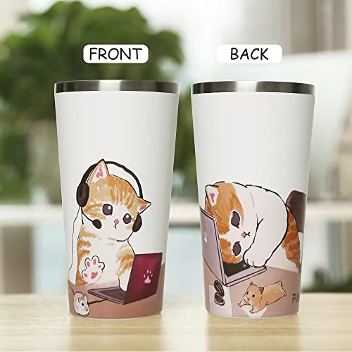 Insulated Coffee Mug with Ceramic Coating (MusicCat)