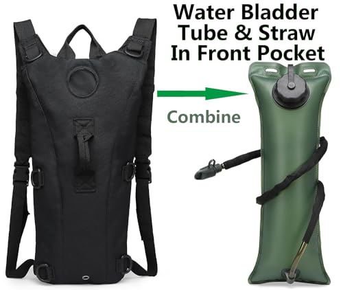 Tactical Water Hydration Pack Military 3L Water Bladder Carrier Backpack Leakproof for Running Jogging Cycling Hiking (Black(3L))