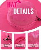 Women's Sun Hat UPF50+ Wide Brim Bucket Hats Mesh Sun Protection Caps for Fishing Camping Gardening Rose Red (One Size / Rose Red)