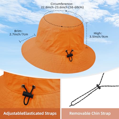 Waterproof Bucket Hats for Woman UPF 50+ Sun Hat Orange (Orange)