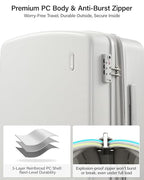 Checked Luggage 24 Inch Expandable Medium Suitcase with Wheels (Smoke White / 24 Inch EXT)