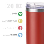 Coffee Tumbler 20 oz Stainless Steel Double Wall Vacuum Insulated Skinny Tumbler with Lid and Straw (Canyon Red / 12 Ounces)