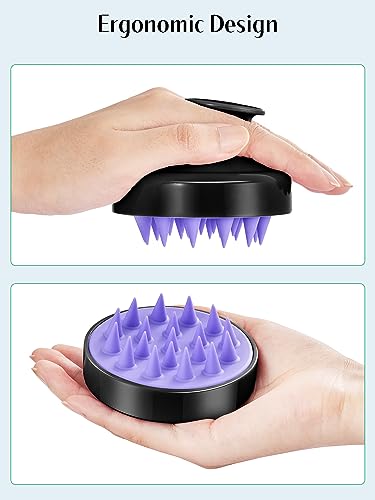 2 Pack Scalp Massager Hair Growth Scrubber for Dandruff Removal (01- Black & Green)