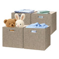 Collapsible Storage Bins (13×13×13/4pcs / Woven Coffee)
