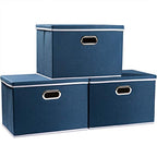 Large Collapsible Storage Bins with Lids [3 (Royal Blue / L(3-Pack))