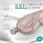 Adjustable 3D 22 Momme 100% Mulberry Silk Sleep Mask (Pink - Fruit Line Art / 1 Count (Pack of 1))