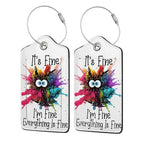 2 Pack Luggage Tags for suitcases Funny Cute I'm Fine It's Fine Luggage Tag (It's Fine)