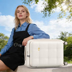 26 Inch Large Expandable Checked Luggage Hard Shell Suitcase (26 inch / Cream)