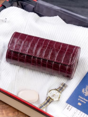 3 Watch Travel Case (Burgundy / 3 Slot)