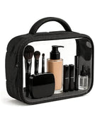 TSA Approved Toiletry Bag Clear Quart Size Travel Bags Makeup Bag (Puffer Black / 1 Pack, Handle)