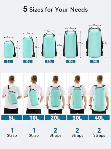 Waterproof Dry Bag Backpack with Emergency Whistle (40L / Mint Green)