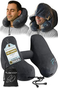 Air Inflatable Neck Pillow for Traveling on Plane (Jet Black)