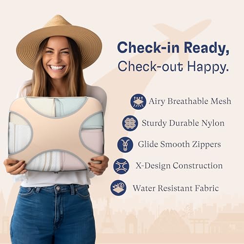 8 Set Packing Cubes for Travel (8 Set - Nude Biege / Set of 8)