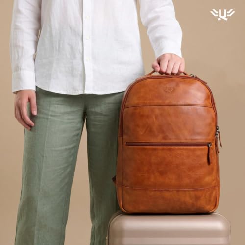 Genuine Leather Backpack for Men and Women (Tan)
