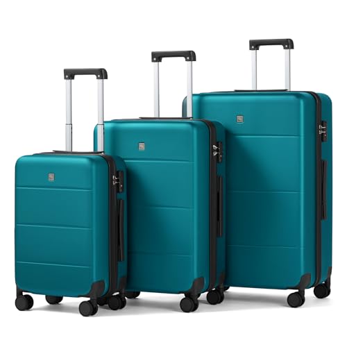 3 Piece Hard Shell Luggage Sets with Spinner Wheels Lightweight Large Suitcase for Women Men Travel Carry On Luggage 20 (Caribbean Blue / 20/24/28 Inch)