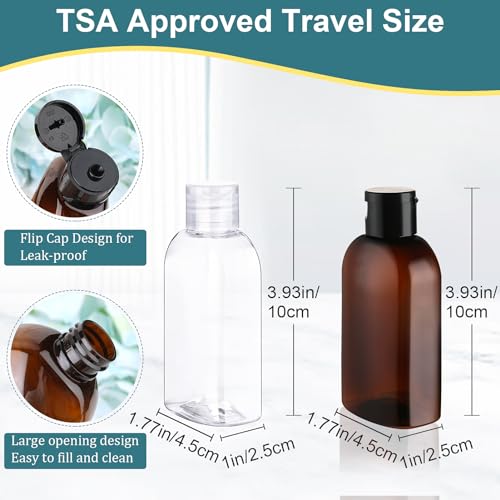 Travel Bottles for Toiletries 8PCS 3.4oz TSA Approved Containers (3.4oz 2-Color - 6 Labeled 2 Blank)