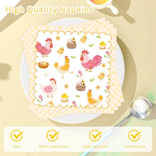 50Pcs Chicken Party Napkins Decorations (Yellow)