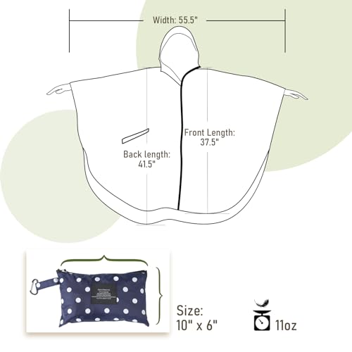 Adult Rain Poncho Waterproof Hooded Zipper Raincoat with Pockets (One Size / Point-blue)