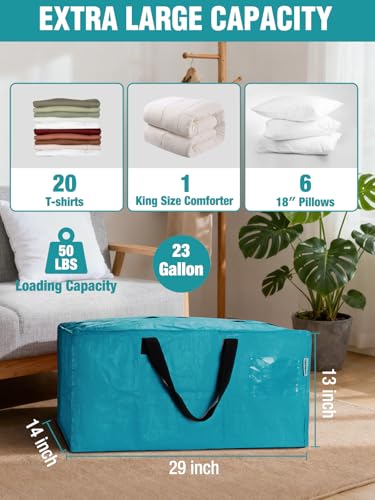 2 Pack Extra Large Moving Bags with Backpack Straps & Handles (Blue / 2 Pack)