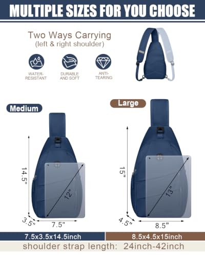 Crossbody Bags for Women Men Trendy Sling Bag Backpack Chest Bag (Large / Navy Blue)