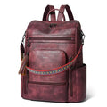 Vegan Leather Laptop Backpack for Women 15.6 inch Work Backpack Fashion Travel Backpack Purse for Business College (Two-tone Maroon)