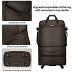 Suitcases with Wheels Expandable Foldable Luggage Bag Suitcase Collapsible Rolling Travel Bag Duffel Bag for Men Women Lightweight Suitcases without Telescoping Handle (Coffee)