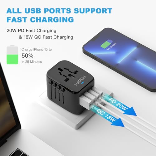 Universal Travel Adapter (2 USB A+2 USB C(PD20W)(Standard) / Black)