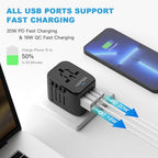 Universal Travel Adapter (2 USB A+2 USB C(PD20W)(Standard) / Black)