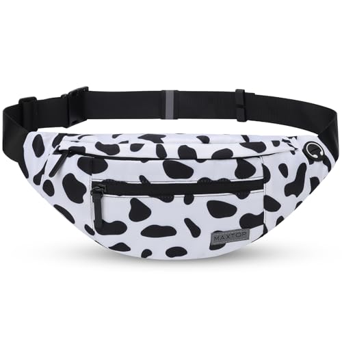 Large Cow Print Crossbody Bags for Women Cute Fanny Pack Belt Bag (Cow Print White / Large)