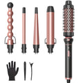 5 in 1 Curling Wand Set with Thermal Brush & 0.5" (Classic Rose Gold)