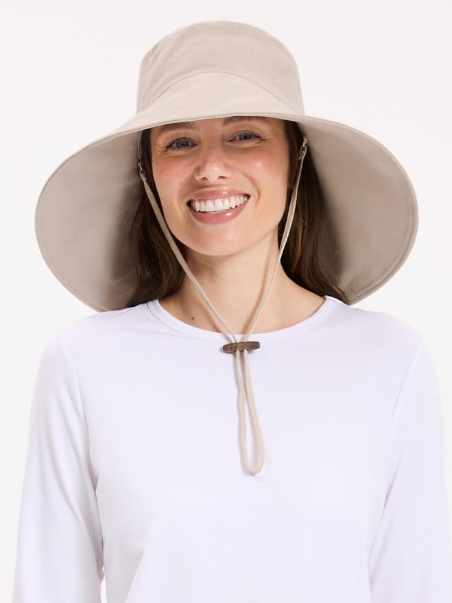 Women's Ultra Wide Cotton Linen Hat UPF 50+ (Large-X-Large / Light Natural)