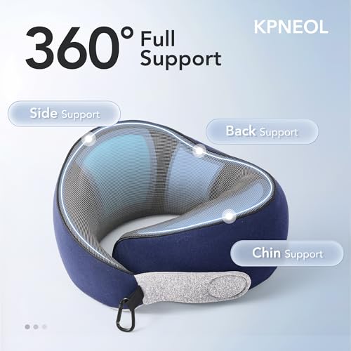 Travel Neck Pillow Airplane Neck Support Ergonomic Design for Traveling (Navy Blue / Standard)