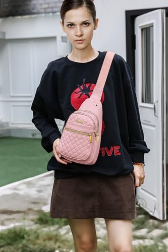 Small Sling Bag For Women Men Casual Crossbody Sling Backpack (Pink-8002)