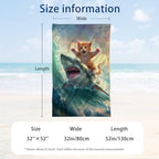 Cute Cat Beach Towel (Cat Ride Shark)