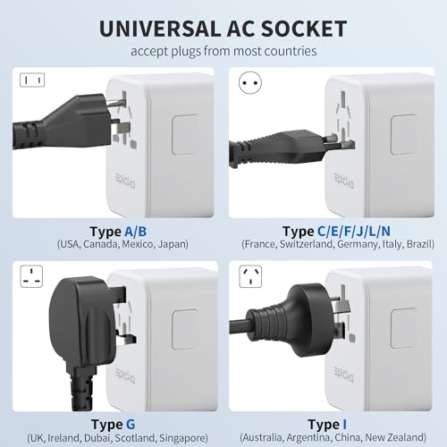 70W GaN PD Universal Travel Adapter (70W-5USB(3 USB-C) White)