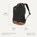 Cecil Laptop Backpack (18-Inch / Black Canvas/Brown)