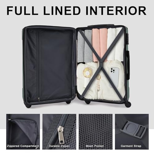 28" Expandable Checked Luggage Hardshell Suitcase with TSA Lock (Green Single / 28 Inch)