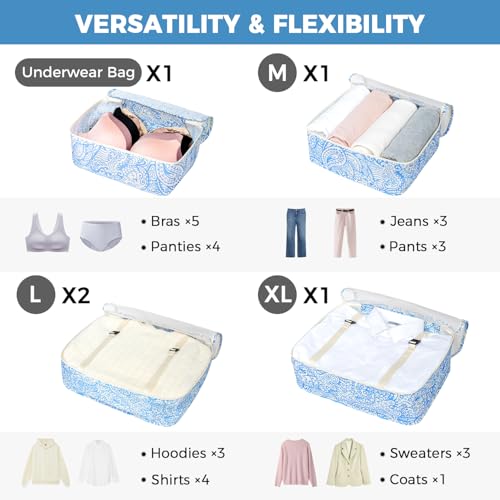 8 Set Packing Cubes Luggage Packing Organizers for Travel Accessories (Blue paisley / 8 Set)