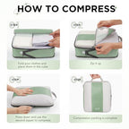 10 Set Compression Packing Cubes for Travel Essentials (Matcha Green)