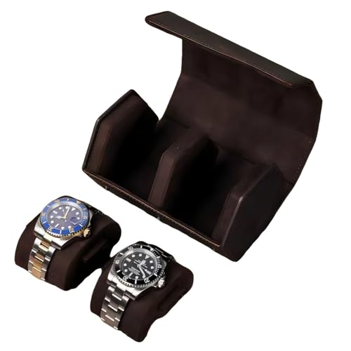 Genuine Leather Watch Roll Travel Case (Hexagon 2 slots)