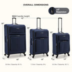 Anzio Softside Expandable Luggage with Spinner Wheels (Navy / 2-Piece Set (22/30))