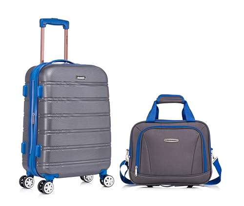 Melbourne Hardside 2 Piece Expandable Spinner Wheel Luggage Set (Grey / 2 Piece (20"/14" Tote))