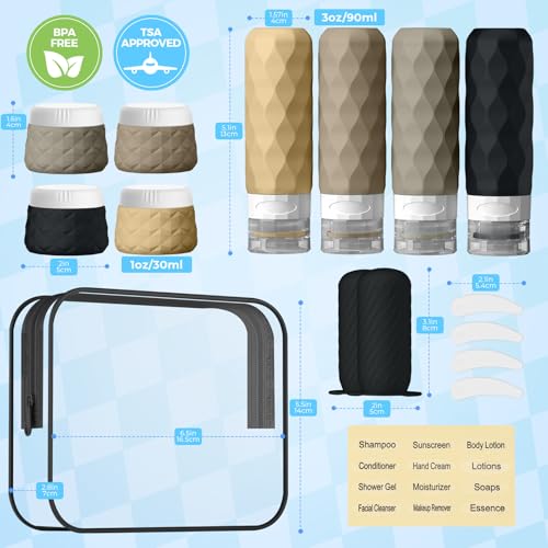 16Pack Travel Bottles for Toiletries (Apricot Black)